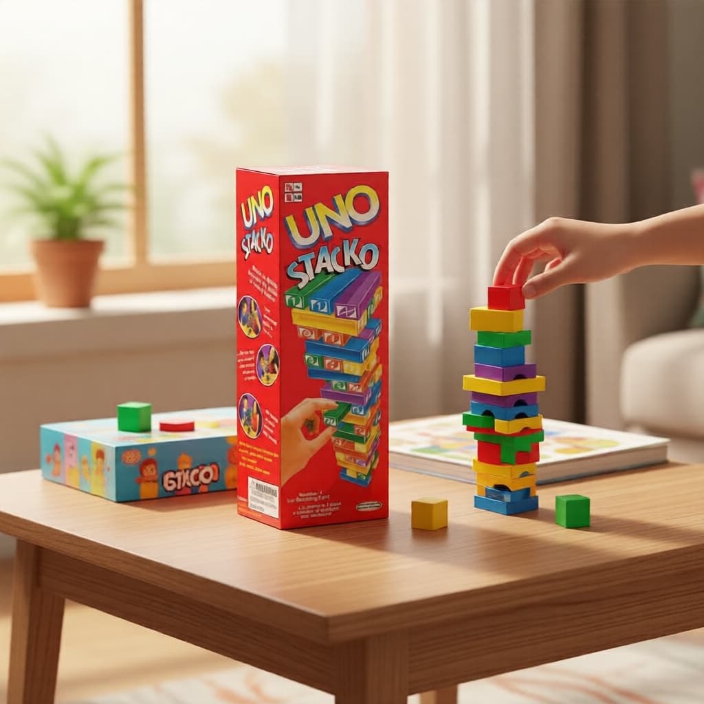 Jogo de Tabuleiro Stacko UNO, Jogo de Estratégia para Família, Brinquedo de Quebra-Cabeça, Presente de Aniversário e