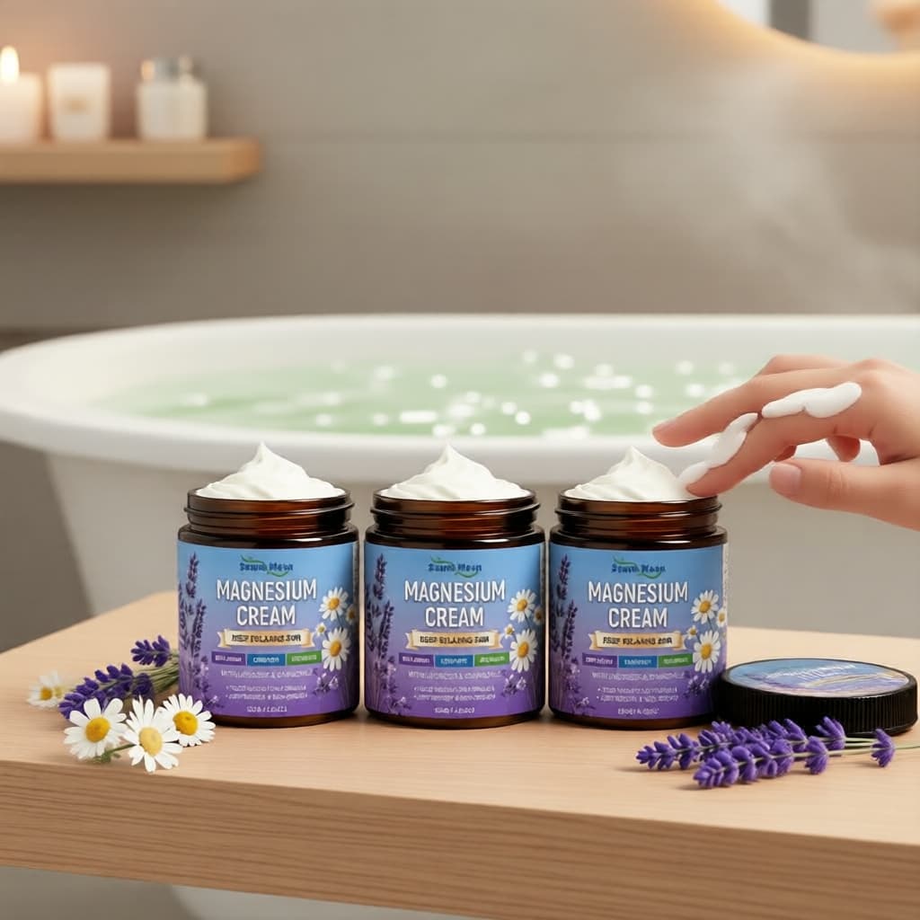 Creme Hidratante de Magnésio Suavizante 120 g, Bálsamo Hidratante com Lavanda e Camomila para Pele Macia
