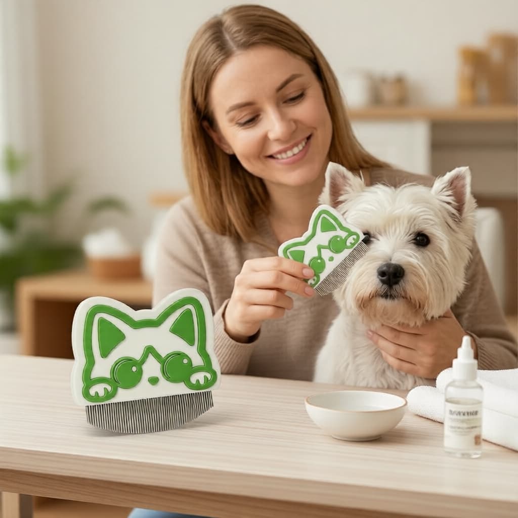 Pente removedor de manchas de lágrimas para pets - Pincel facial profissional para olhos, shampoo, cortadores e