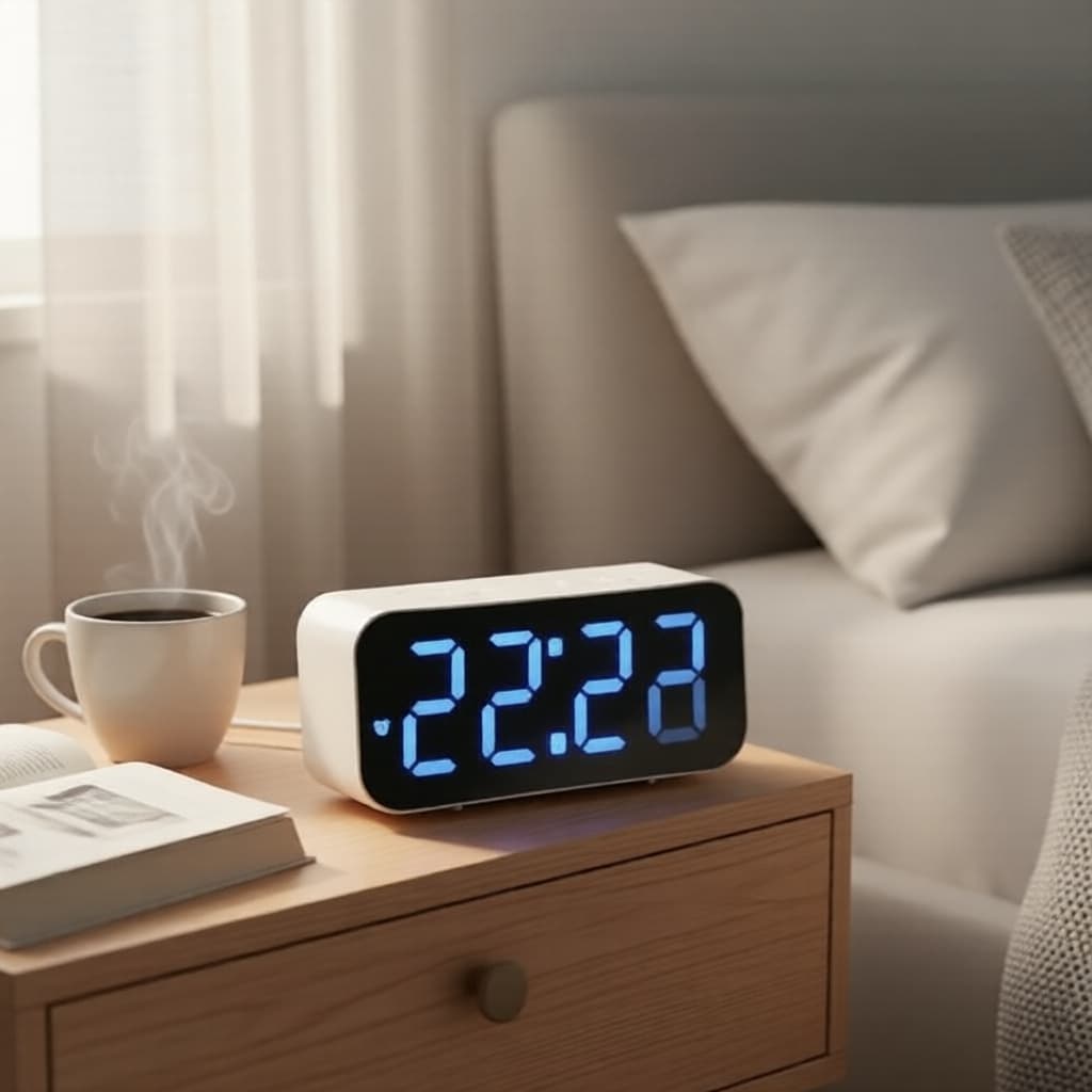 Relógio de Alarme Digital Mini com Display LED e Termômetro, Alimentado por Bateria/USB