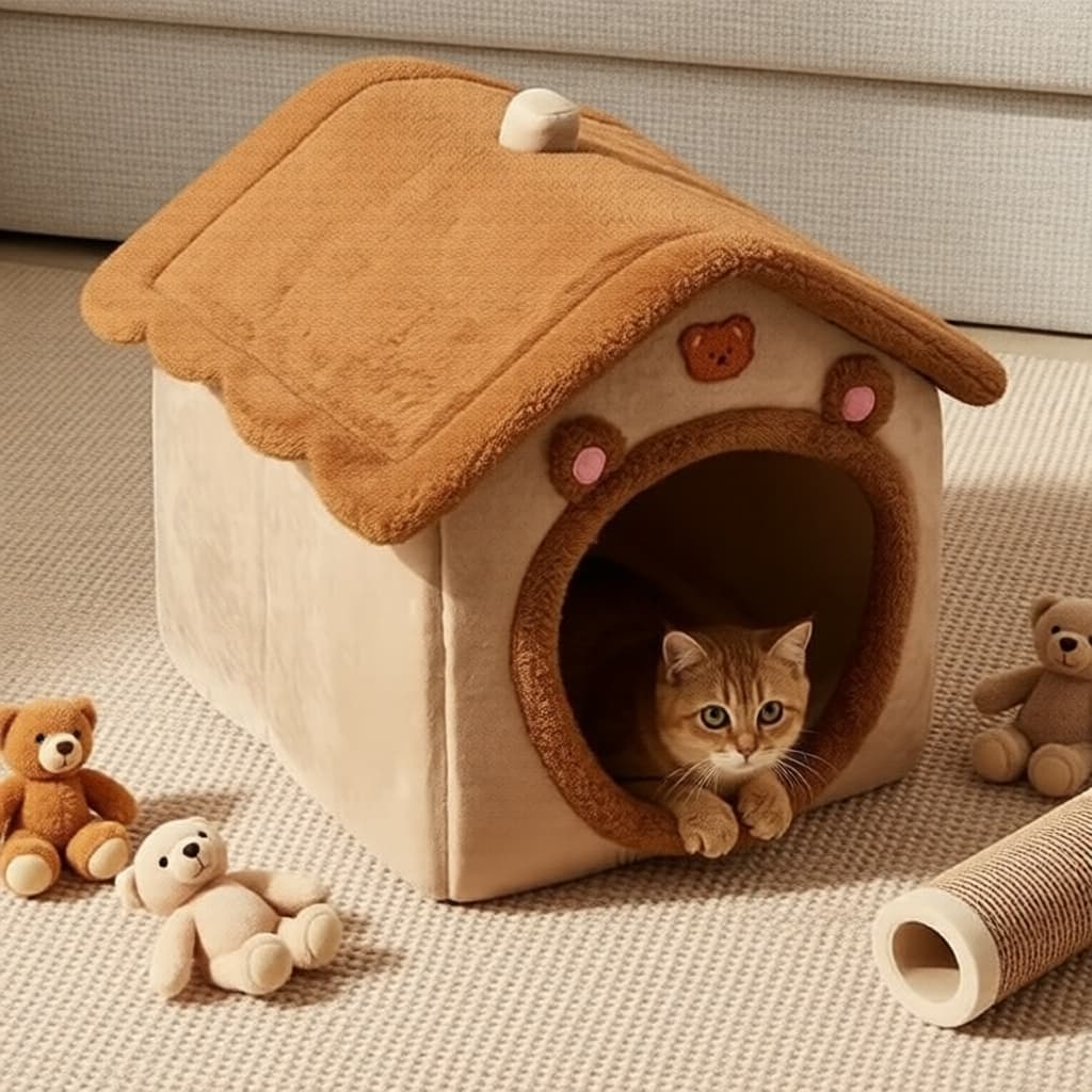 Caverna dobrável aconchegante para gatos e cães, cama lavável para animais de estimação, casinha para pets para animais