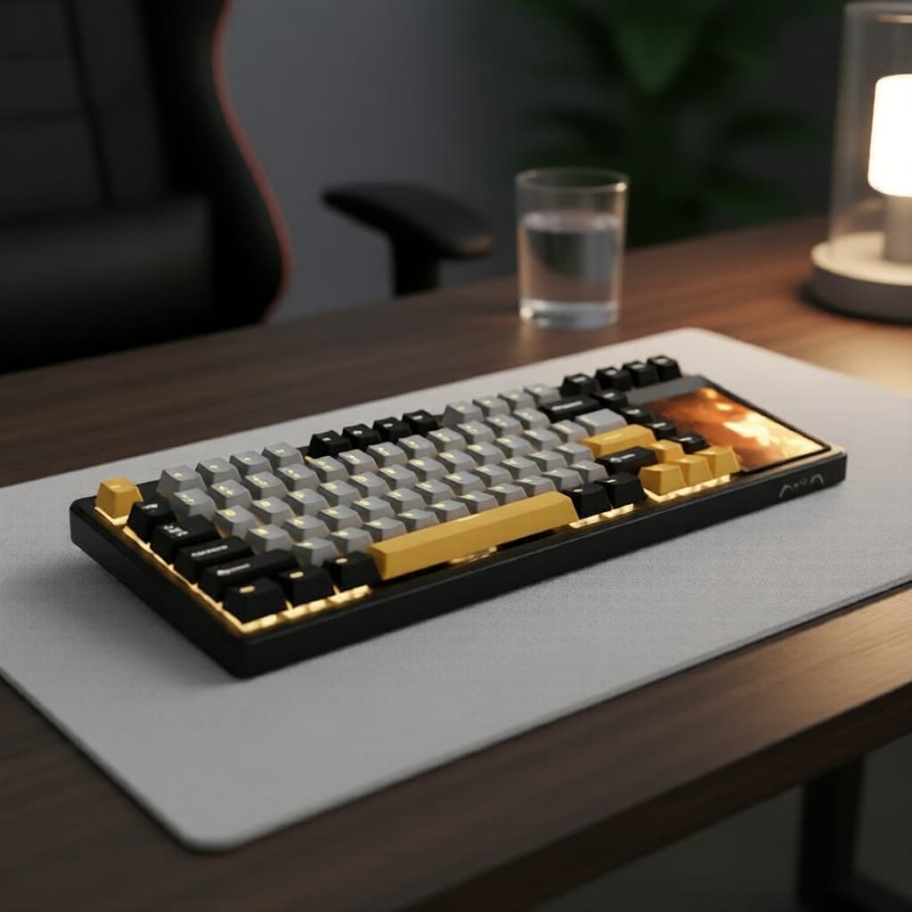 Teclado Mecânico AULA L99 com 84 teclas, Tri-Modo, Tela sensível ao toque de 98 polegadas, Retroiluminado RGB, 8000mAh,