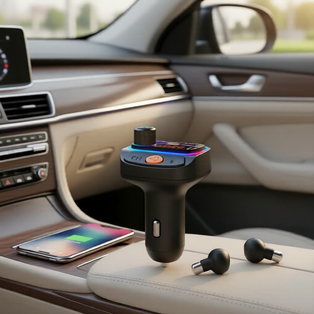 Carregador Veicular Bluetooth 5.0 USB com Transmissor FM e Reprodução de MP3