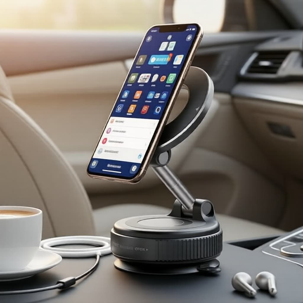 Suporte Magnético Dobrável 360° para Carro - Suporte Preguiçoso com Ventosa
