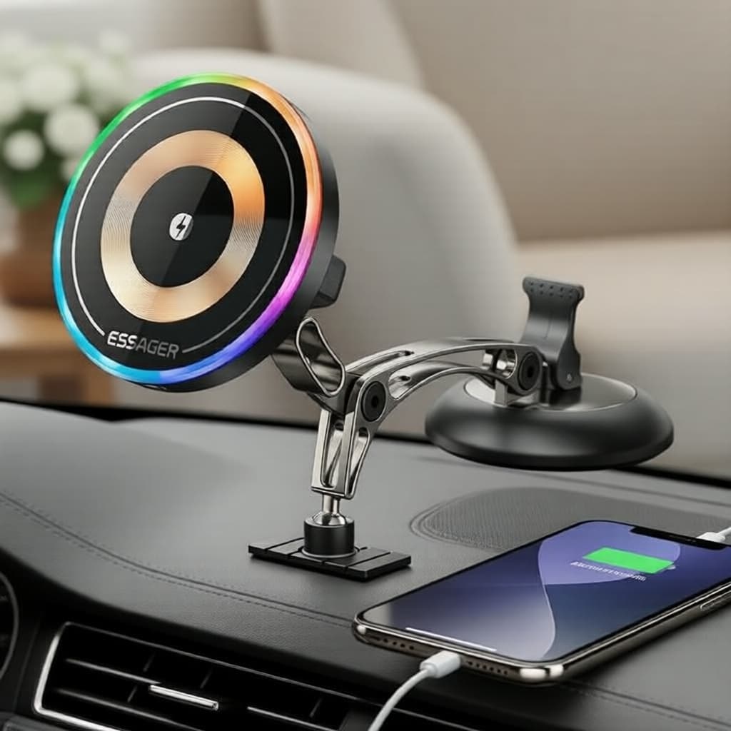 Essager Carregador de Carro Sem Fio Magnético e Suporte Universal de Alta Performance para Telefones