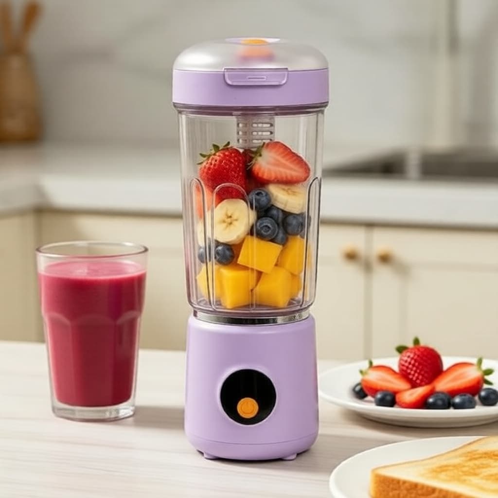Copo liquidificador portátil com 1 unidade USB recarregável, compacto, motor potente, ideal para smoothies e viagens