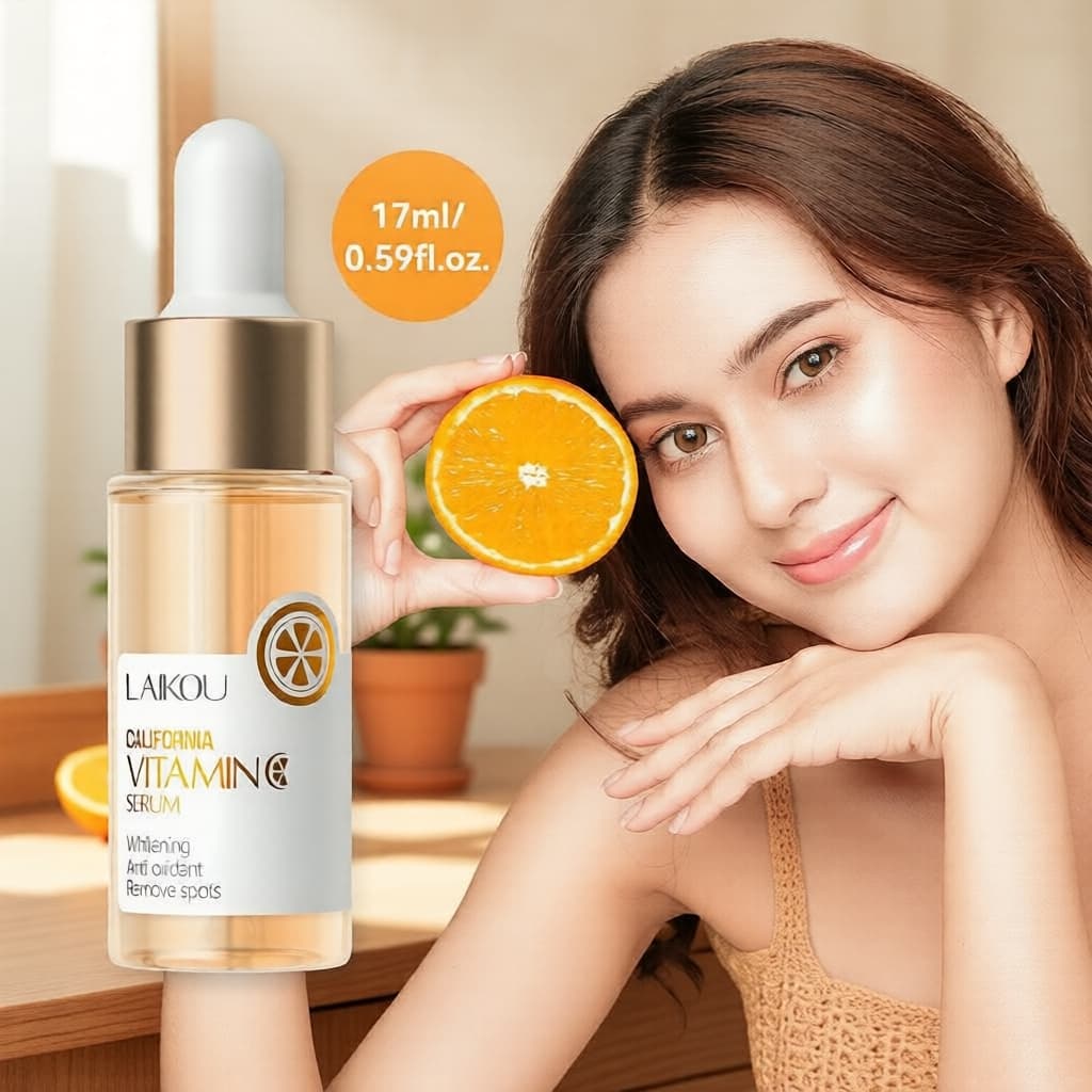 Novo LAIKOU Facial de 17ml de Vitamina C - Clareador, Anti-Idade, Hidratante que Reduz Manchas de Idade e Sardas
