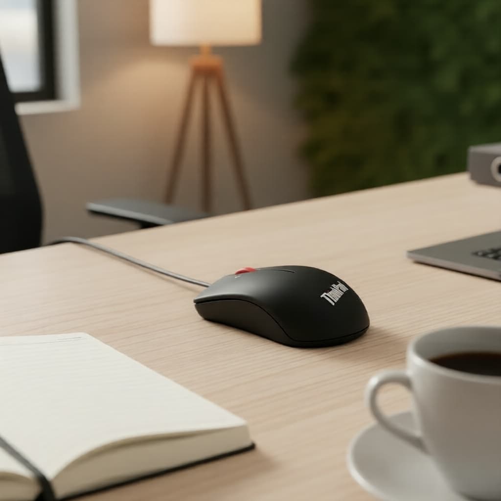 Mouse Óptico Lenovo ThinkPad Ergonômico, USB 2.4G com Fio/Sem Fio, Roda Vermelha, Clique Silencioso para Laptop/PC