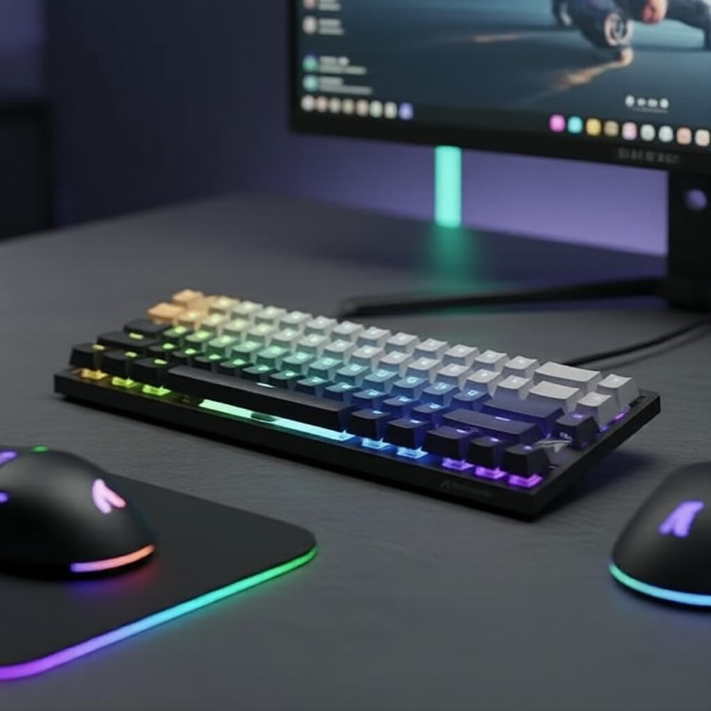 Teclado mecânico para jogos Attack Shark X68HE com fio RGB, com polling de 8K, switches magnéticos e precisão de 0,01 mm