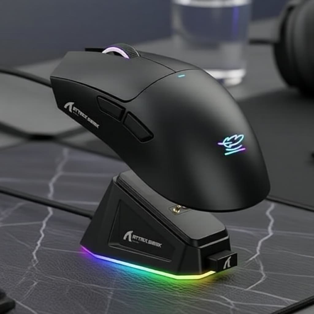 Mouse Shark X11 Dock com Dock Magnético, PixArt PAW3311, Bluetooth 2.4G com fio/sem fio