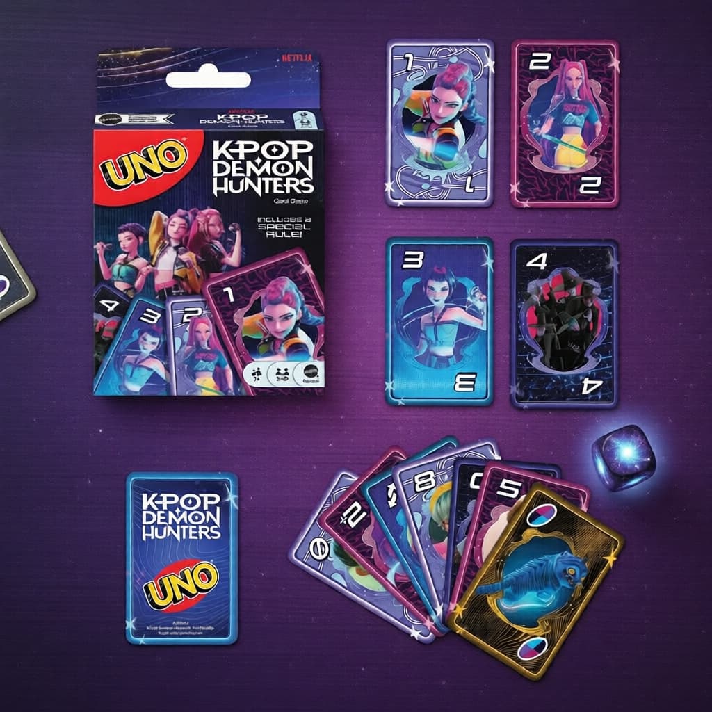 Jogo de Cartas UNO Kpop Demon Hunters, Baralho Especial Netflix para Festa em Família, a partir de 7 anos, com itens de