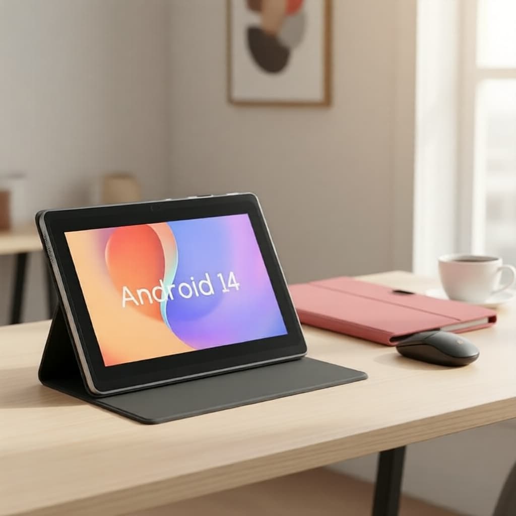 ATMPC Tablet Android 14 7 16GB (Expansível a 256GB) Quad-Core 1024x600 HD IPS 3500mAh com capa protetora