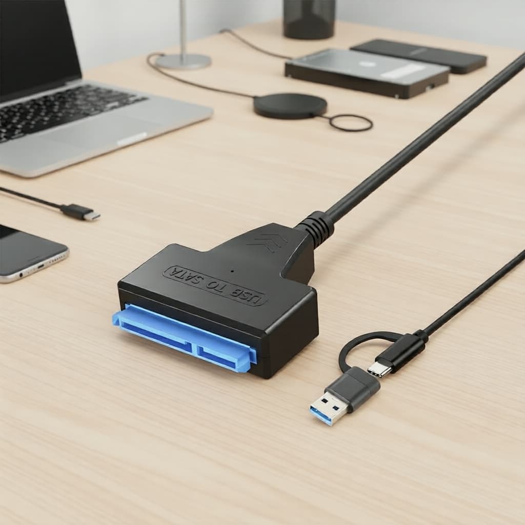 Cabo adaptador de 2,5 USB-C para SATA III 6Gbps para HDD/SSD, cabo de disco rígido externo de 22 pinos