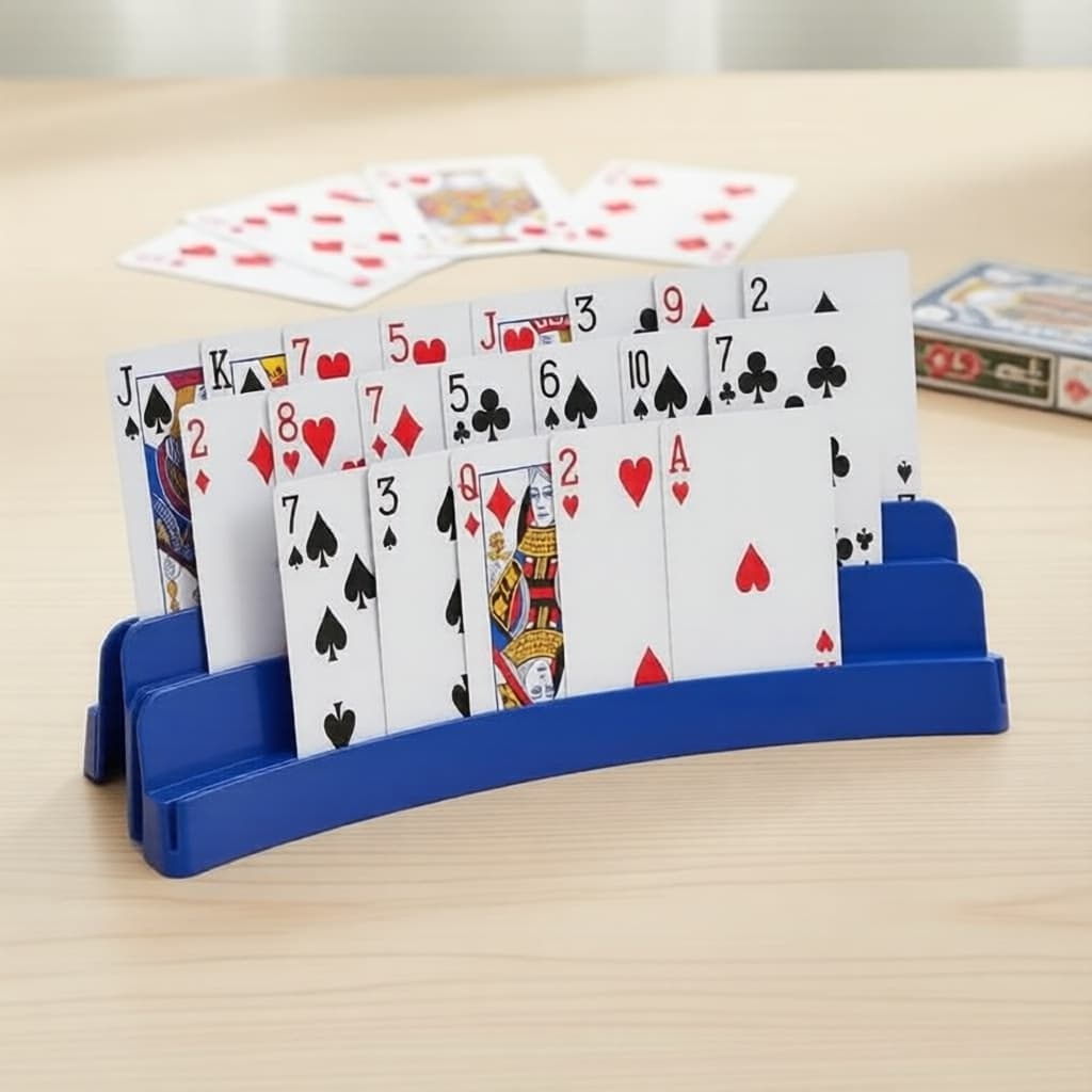 Porta-cartas curvo sem as mãos, com 3/4 camadas, para pôquer e noites de jogos em família – crianças/adultes/idosos