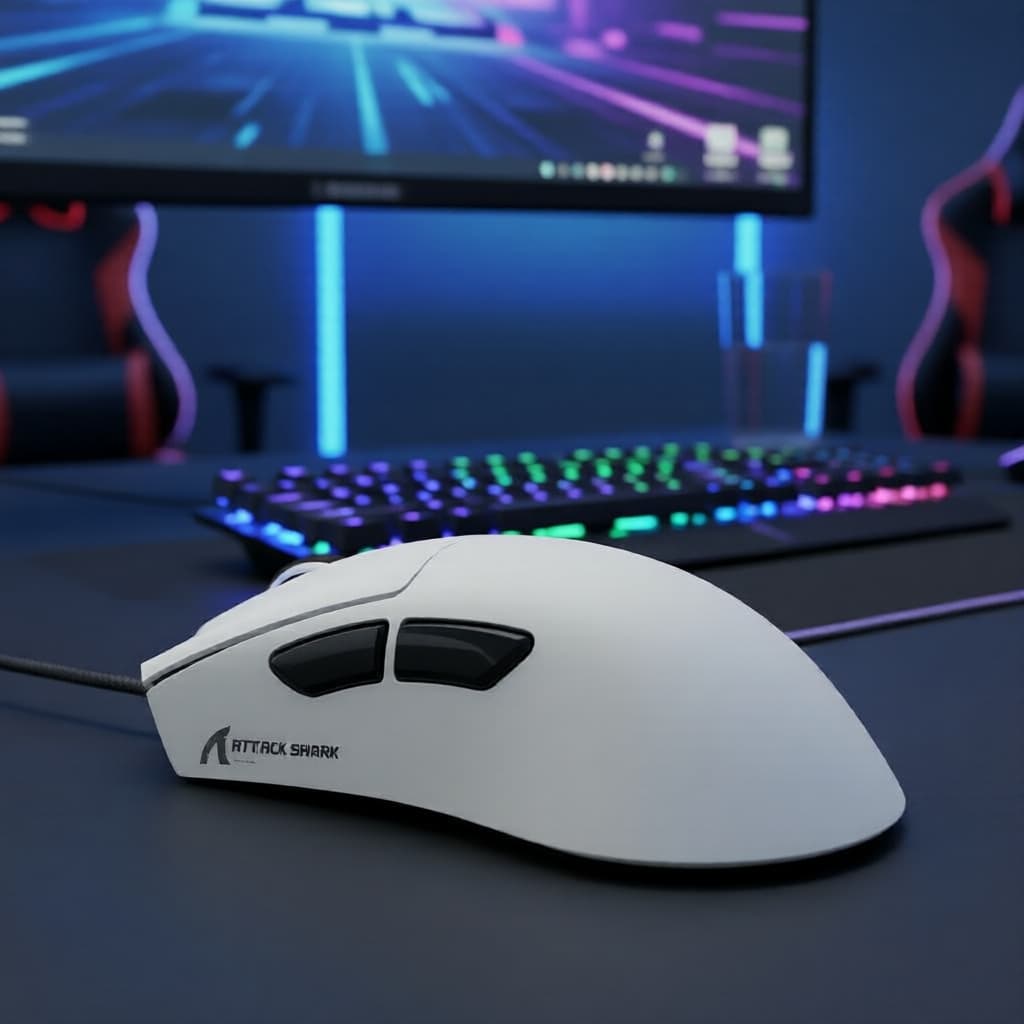 Mouse Gaming Sem Fio Attack Shark V3Pro Tri-Modo 2.4G/BT/Com Fio | PAW3311 25000DPI 65g Ultraleve com Dock RGB e