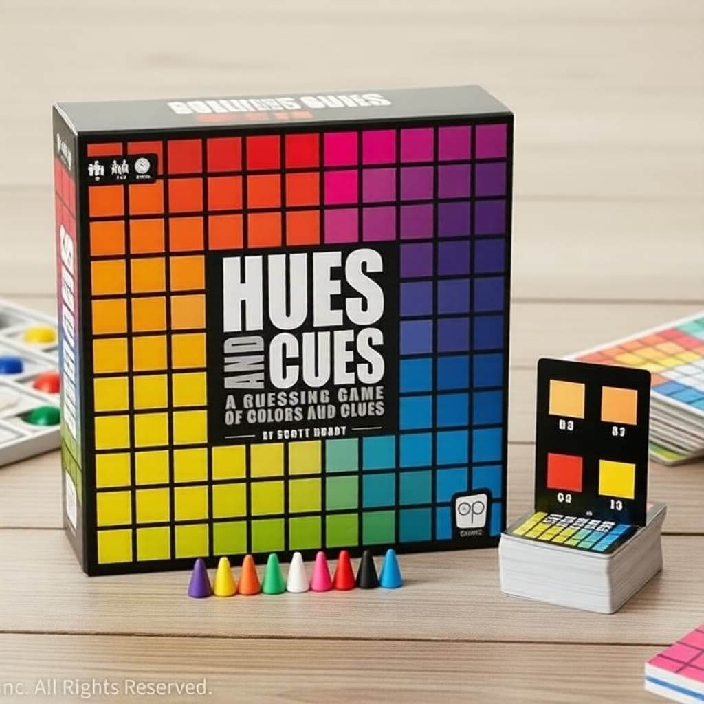Conjunto de Jogos de Tabuleiro Hues & Cues 480 Cores Adivinhe Palavras Enigmas - Vibrante Jogo de Festa para Família &