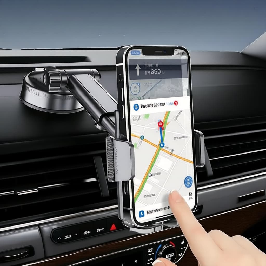 Suporte universal giratório 360 graus com ventosa para painel de carro, compatível com todos os smartphones