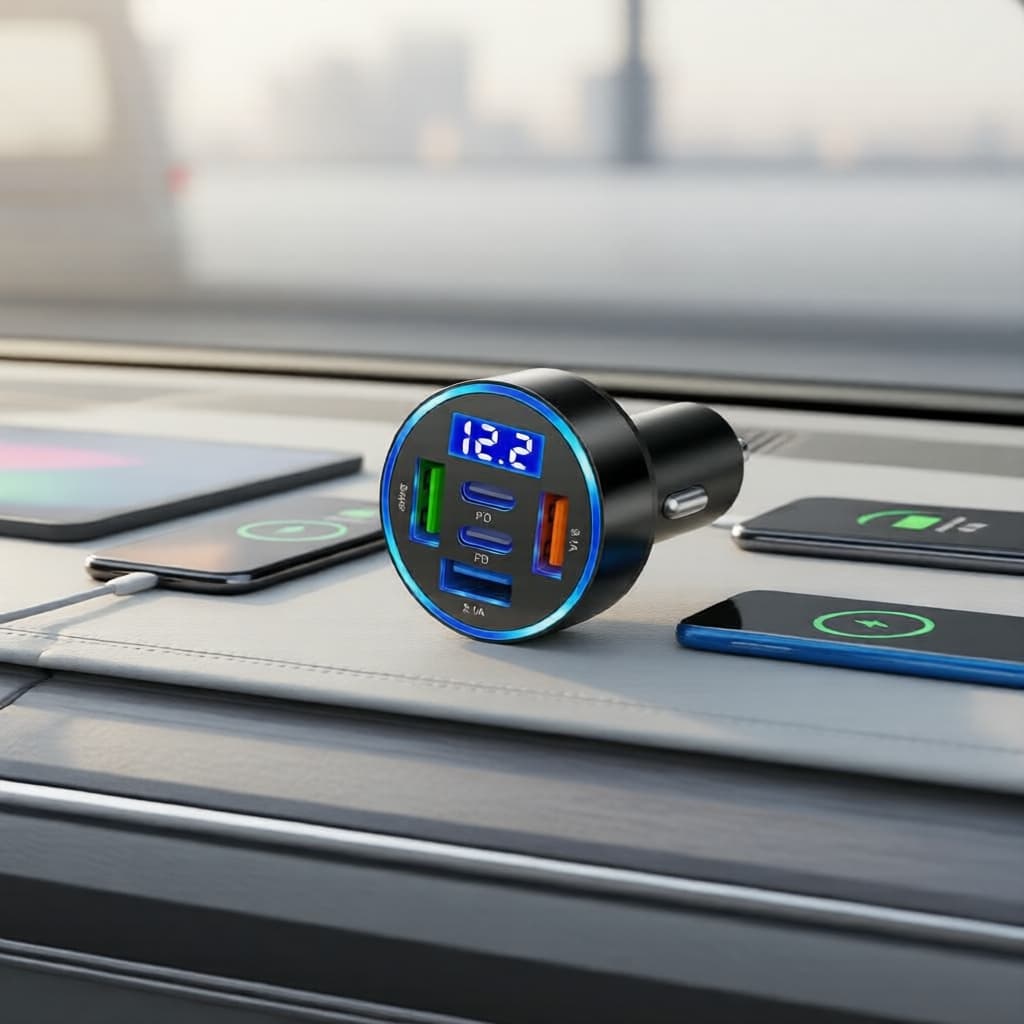 Carregador Veicular USB-C, Adaptador de Carga Rápida com Power Delivery para Smartphones Tipo-C