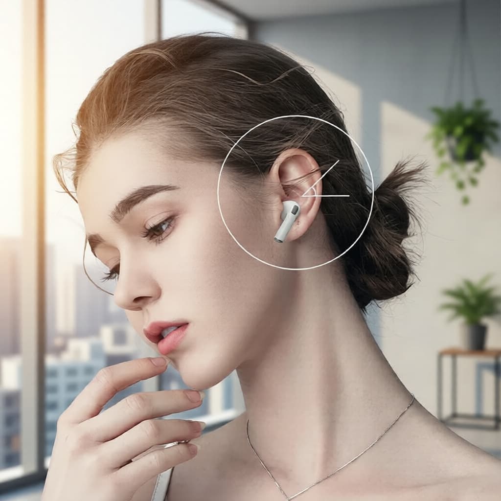 Fones de Ouvido Bluetooth TWS, Fones de Ouvido Esportivos à Prova d’Água, Semi Intra-Auriculares HiFi Estéreo Graves