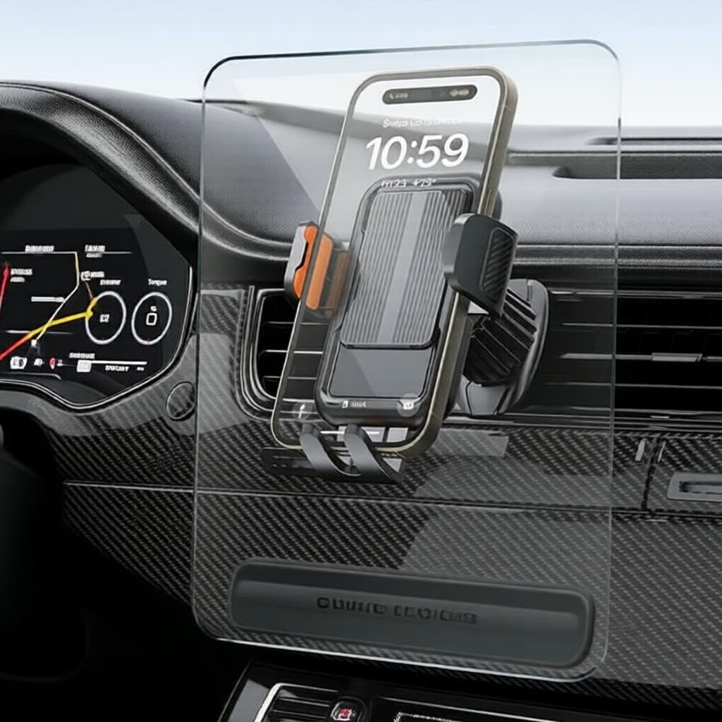 Suporte de telefone giratório 360° para saída de ar do carro, clipe de gancho com trava de uma mão para celulares 4-7.2