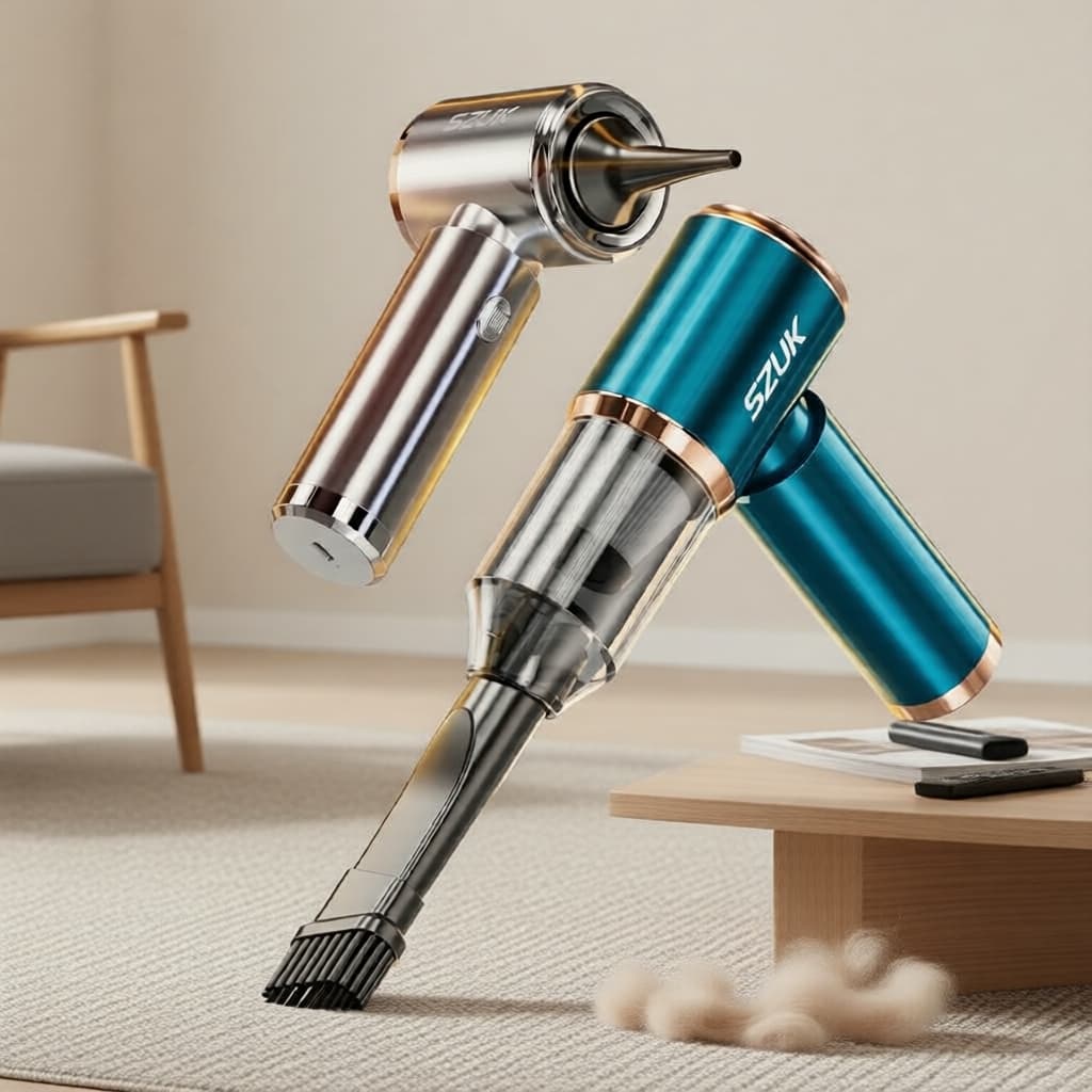 Aspirador de Pó Portátil Sem Fio SZUK - Mini Limpador de Pó Manual de Sucção Potente para Casa e Sofá