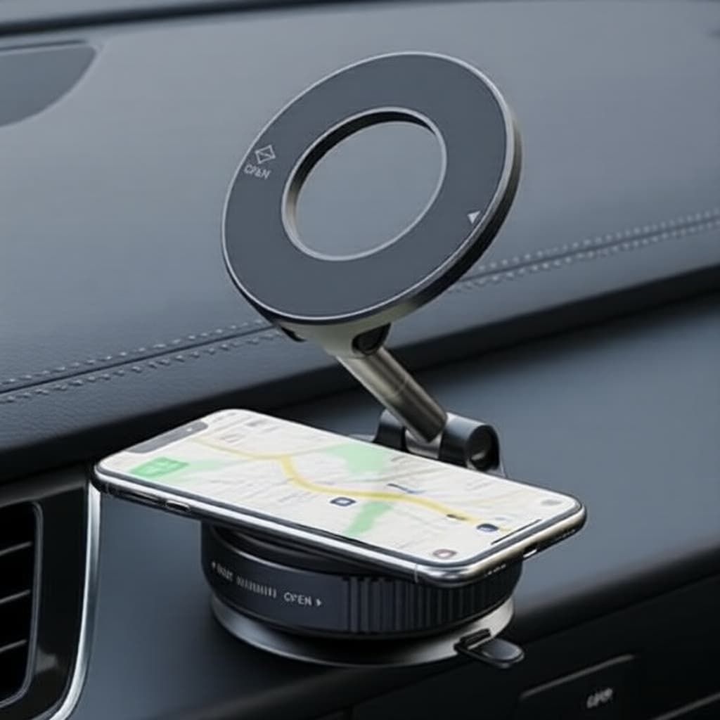 Suporte Magnético de Ventosa para Celular de Carro 360° - Suporte Dobrável para Para-brisa e Painel
