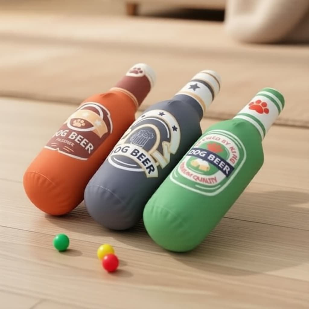 Brinquedo de Pelúcia para Cachorro Garrafa de Cerveja com Apito, Resistente a Mordidas, Alivia o Tédio e Ajuda na
