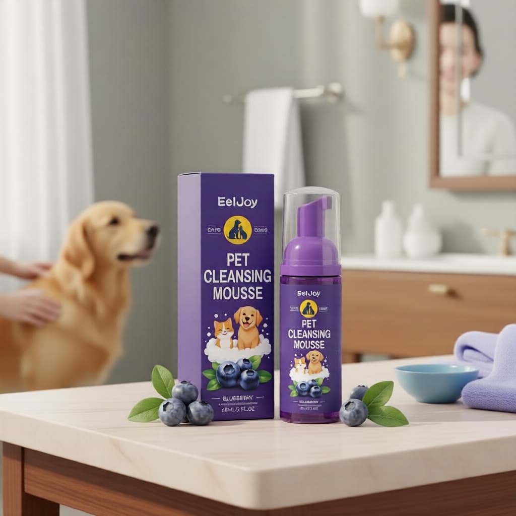 Espuma de Banho Rápida para Pets, Shampoo sem Enxágue 60 ml Mirtilo para Cães e Gatos