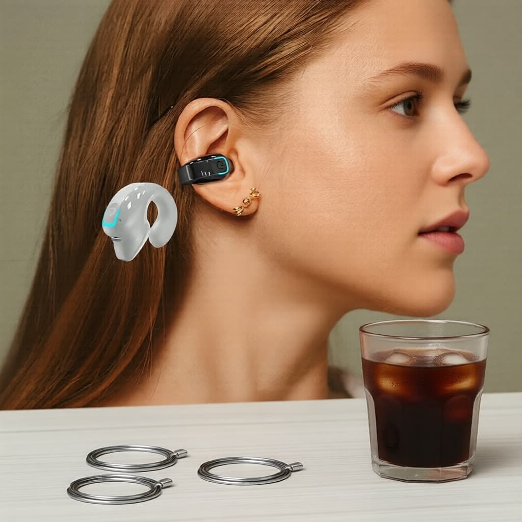 Fones de ouvido Bluetooth 5.3 com clipe auricular - Conforto leve OWS mãos livres para negócios