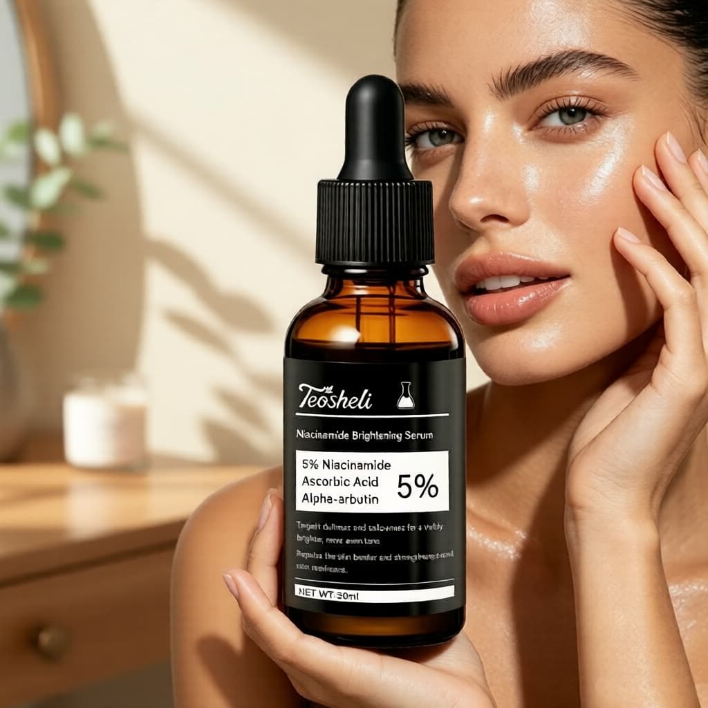 Soro de Niacinamida Teosheli 30ml com Alfa Arbutina e Vitamina C – Ilumina, uniformiza o tom, controla a oleosidade e