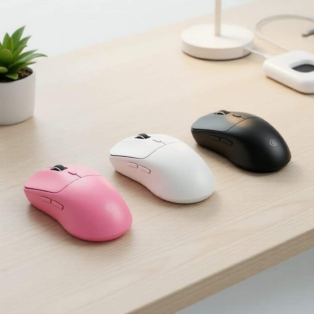 Mouse Silencioso Sem Fio Recarregável, Conexão Dupla 2.4G & Bluetooth, Mouse Ergonômico e Fino para Computador,