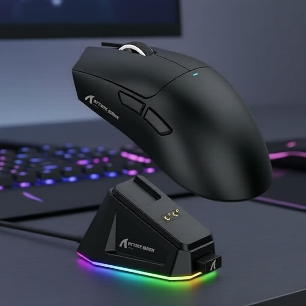 Mouse Gamer ATTACK SHARK X11 com Dock, PixArt PAW3311, Bluetooth 2.4G Sem Fio e com Fio