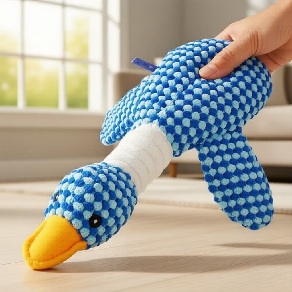 Brinquedo de Pelúcia para Cachorros Ganso Resistente a Mordidas em Linho, Auxílio para Roer e Dentição para Filhotes