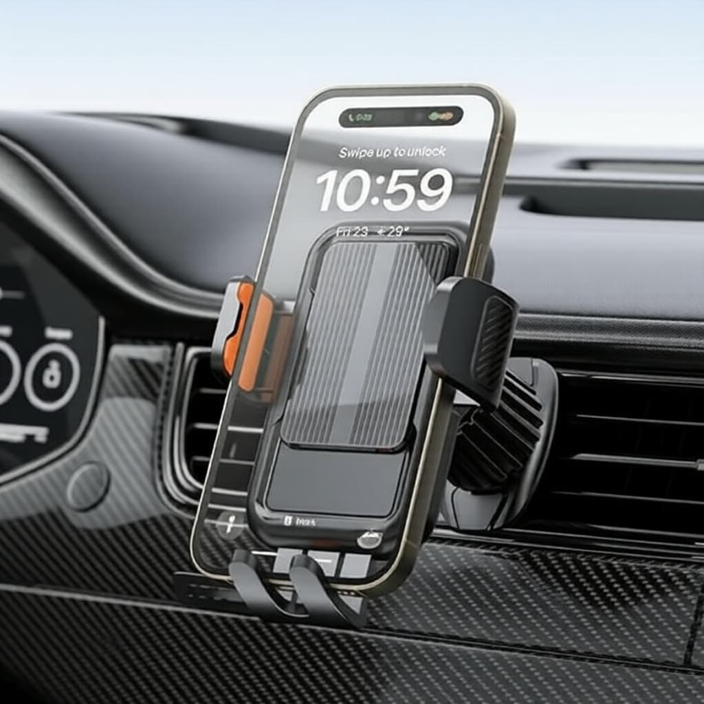 Suporte universal para saída de ar de carro, de 4 a 7,2 polegadas. Rotação 360° e fixação rápida com uma mão