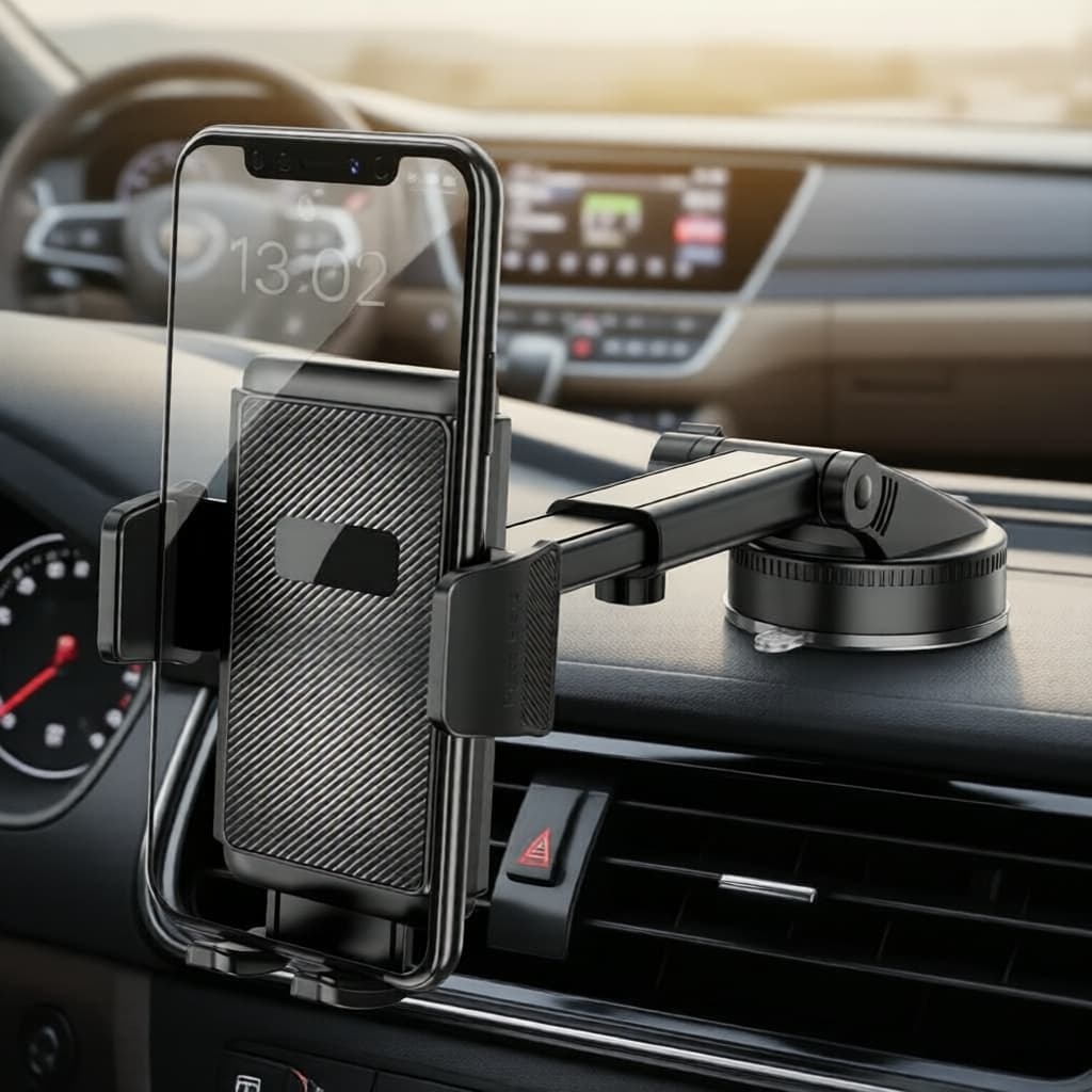 Suporte de celular para carro com rotação 360°, design de ventosa seguro para encaixe universal
