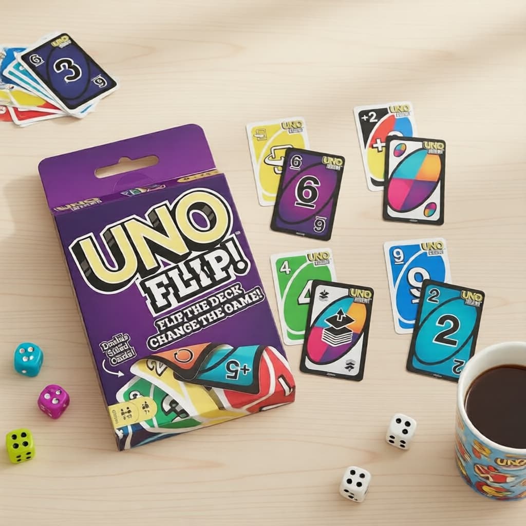 Jogo de Cartas de Dupla Face UNO FLIP! Ótimo para Famílias & Crianças, Caixa de Presente