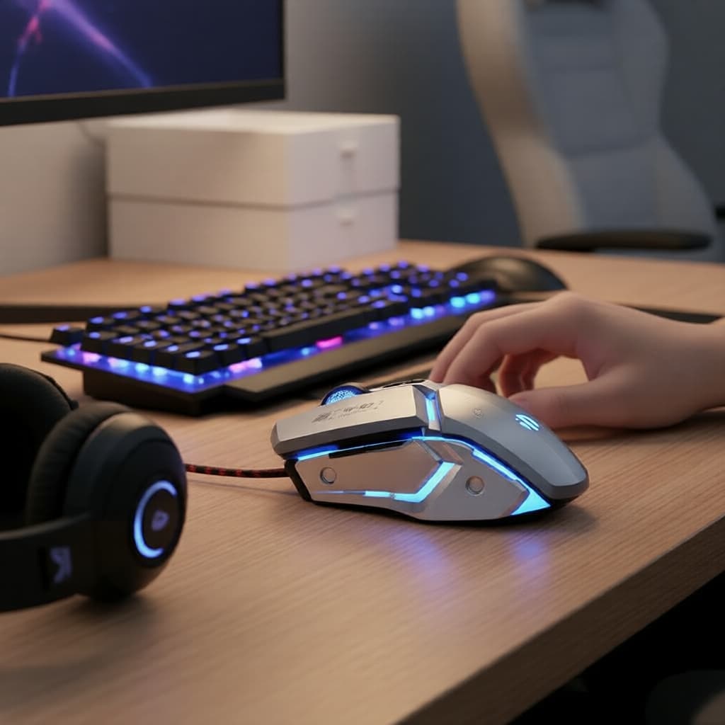 Mouse Silencioso USB Inphic W2, Dual Mode (Com Fio/Sem Fio) para E-Sports e Escritório, Compatível com Laptops,