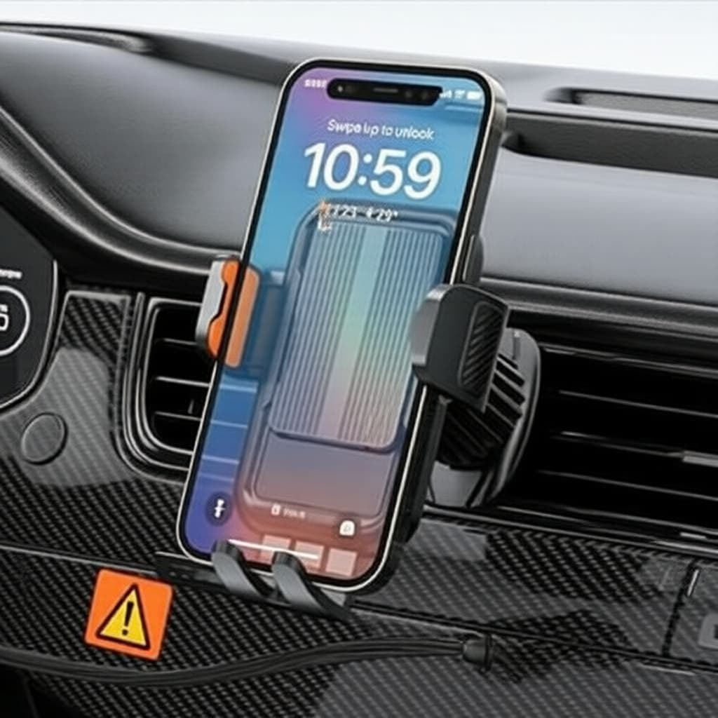 Suporte Veicular para Saída de Ar do Carro com Gancho, Para Celulares 4-7,2, Giro 360° e Operação com Uma Mão Rápida