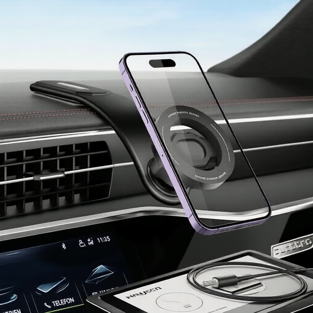 Suporte Magnético Forte para Carro Suporte Adesivo Universal Flexível de Braço Longo