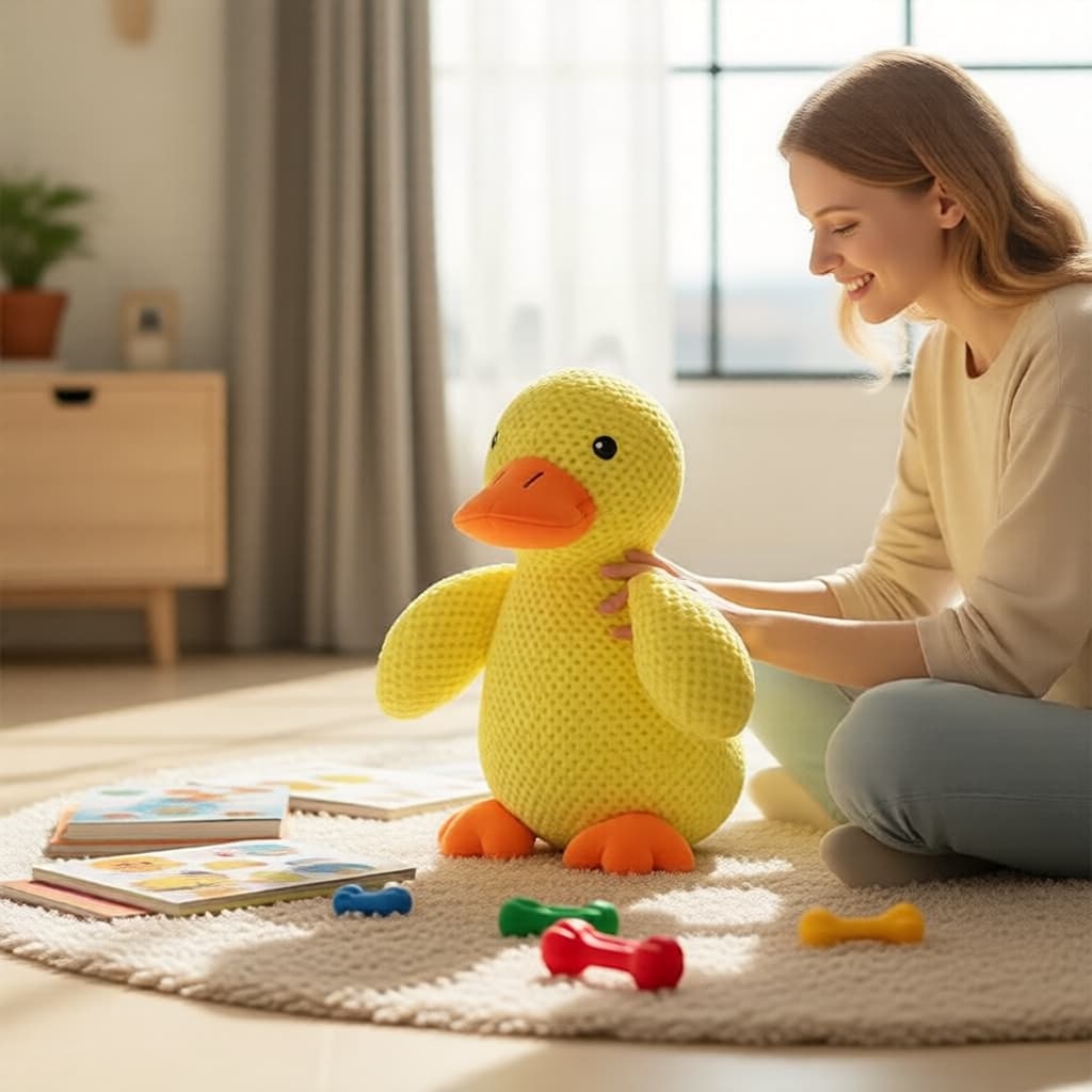 Pato de Pelúcia para Dormir Junto - Companhia Diária para Cachorro, Brinquedo Macio e Quackável