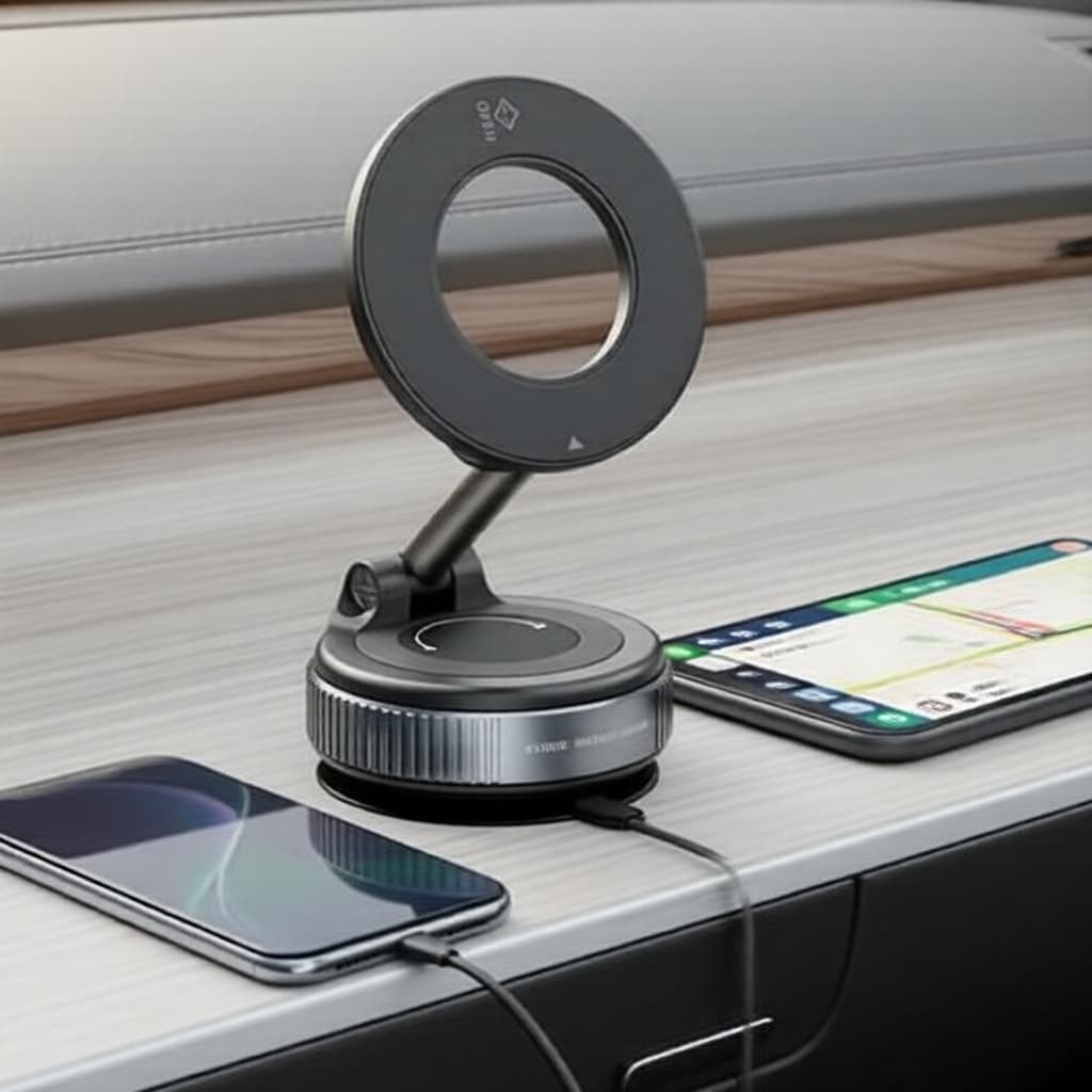 Suporte Magnético 360° Giratório para Carro e Cozinha, Suporte Dobrável para Smartphone