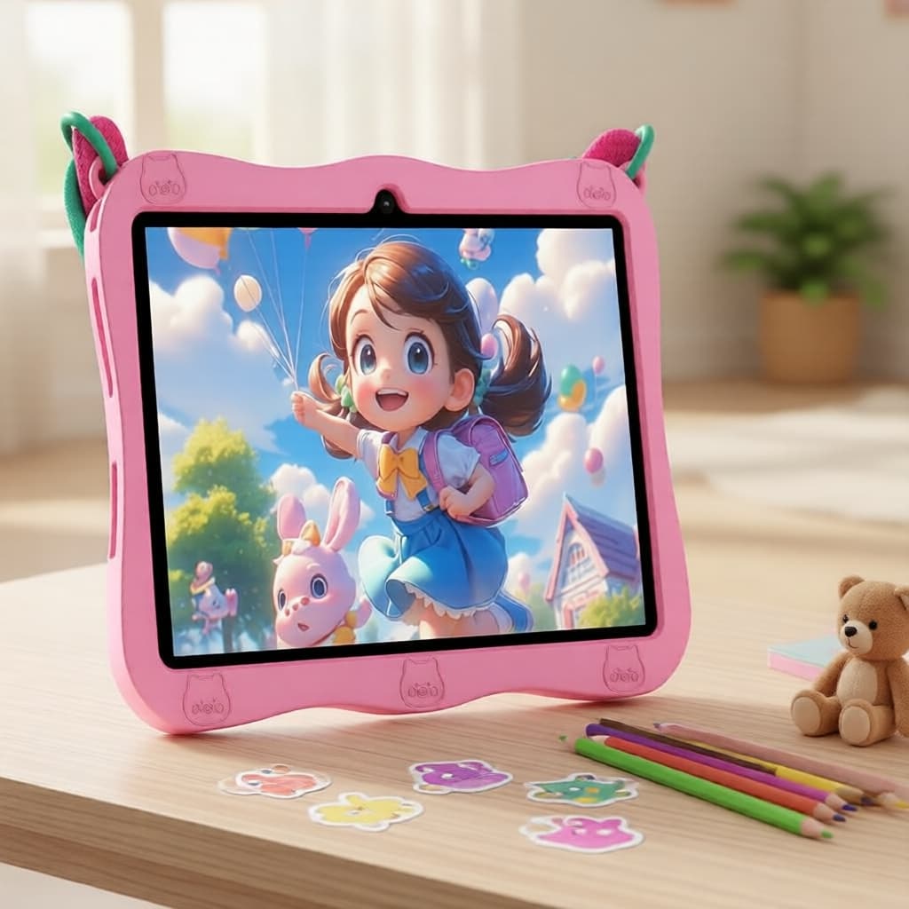 VASOUN Tablet Android 13 Infantil 7'' 32GB, Cordão, Câmera Dupla, Wi-Fi, Software Educacional Pré-carregado, Controle