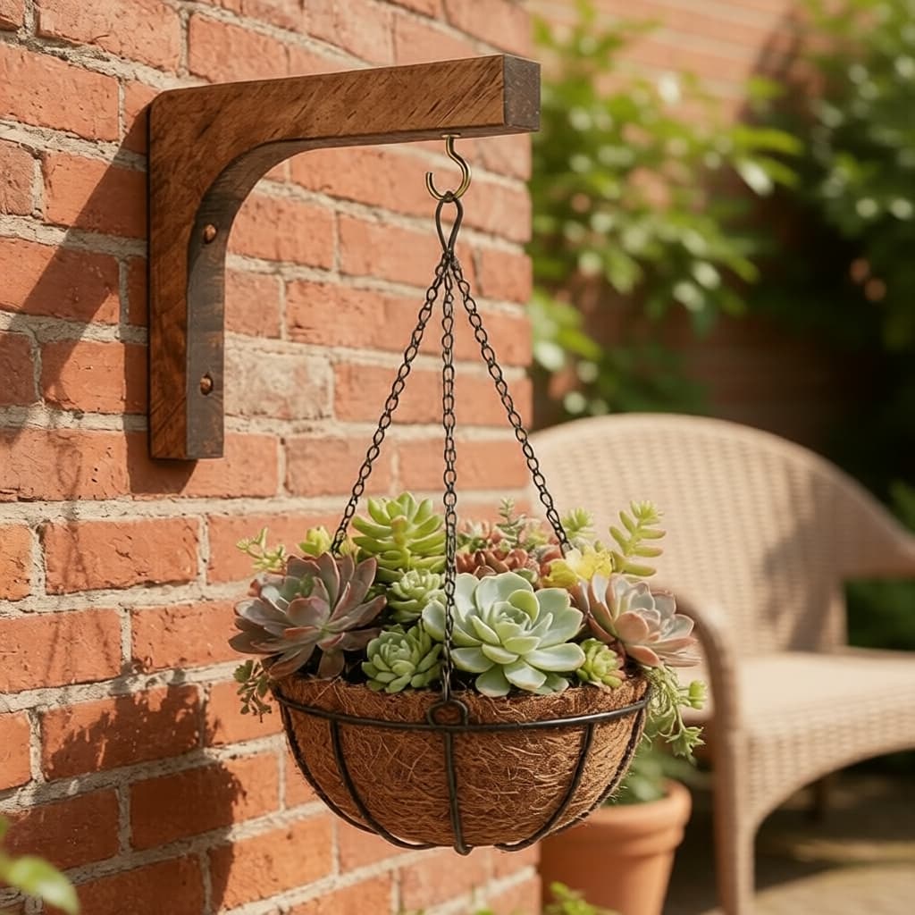 Conjunto de 2 Suportes de Parede Flutuantes de Madeira para Plantas com Ferragens de Montagem, Prateleira de Parede para