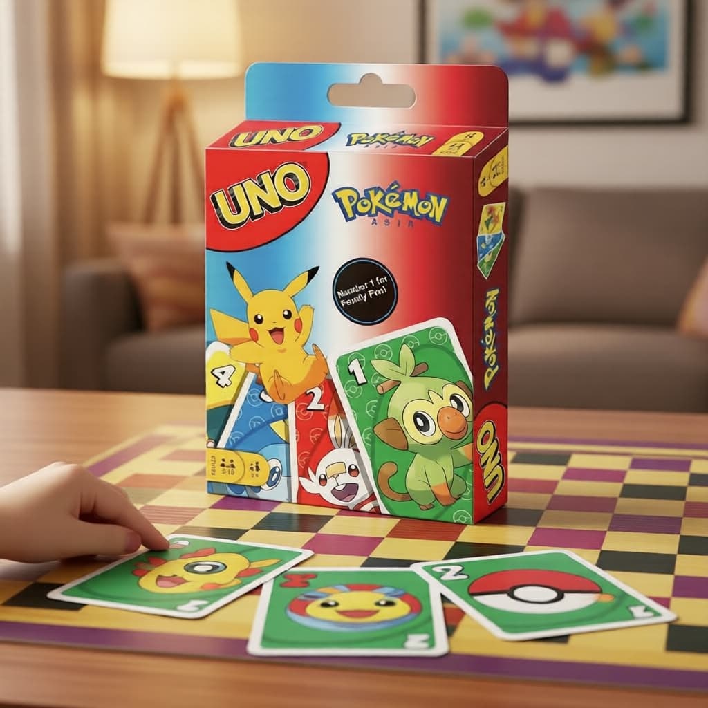 Jogo de Tabuleiro Pokemon Uno One Flip com Figura de Pikachu: Jogo de Mesa para Família, Ideal para Presente de