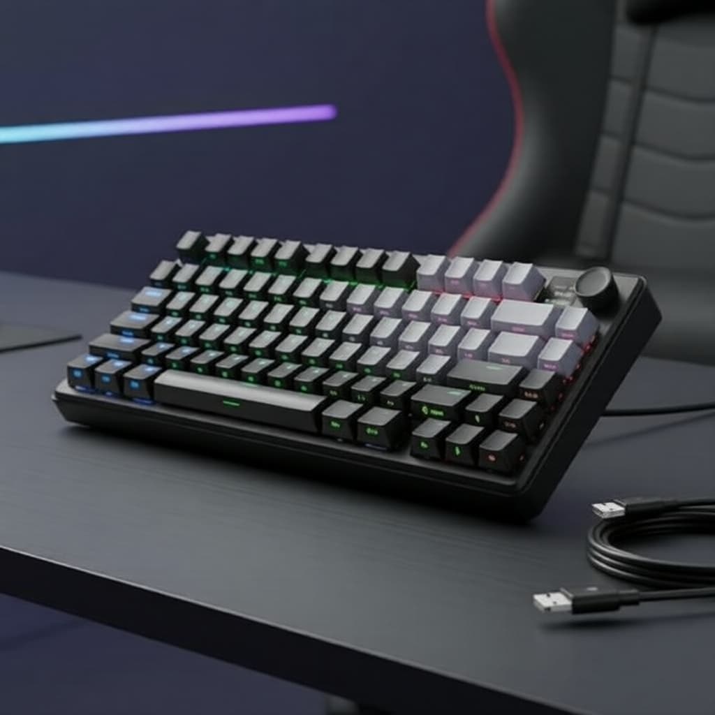 Teclado Mecânico Aula F75MAX - Hot-Swap, Retroiluminado RGB, Sem Fio com Modos Bluetooth/2.4G/USB-C