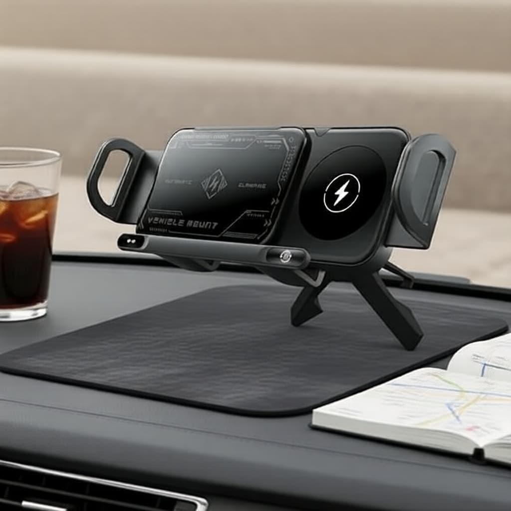 Suporte magnético 2 em 1 para carro com rotação automática 360° e almofada de ar