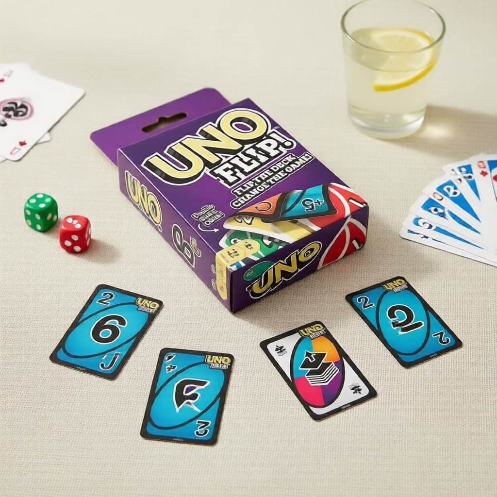 Jogo de Cartas UNO FLIP! na Caixa de Presente, Jogo de Festa em Família, Brinquedos Infantis, Presente de Natal