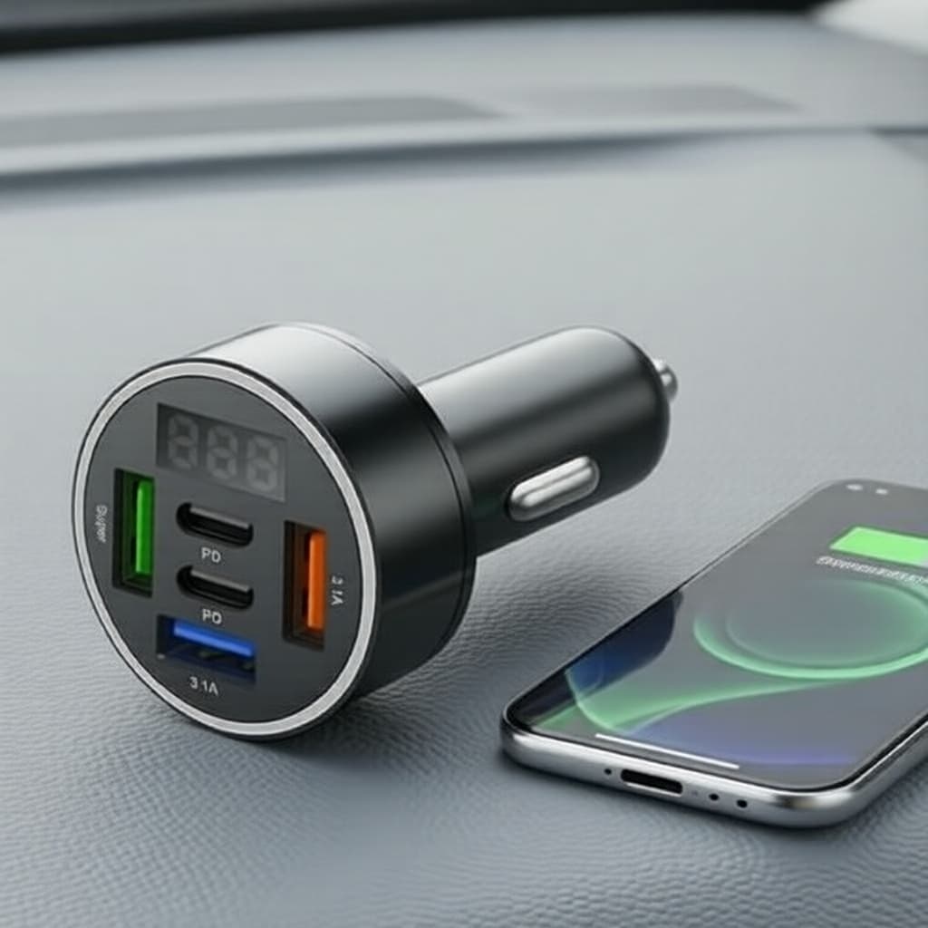 Adaptador Veicular Quick Charge 3.0, Carregador de Acendedor de Cigarros com Display LED