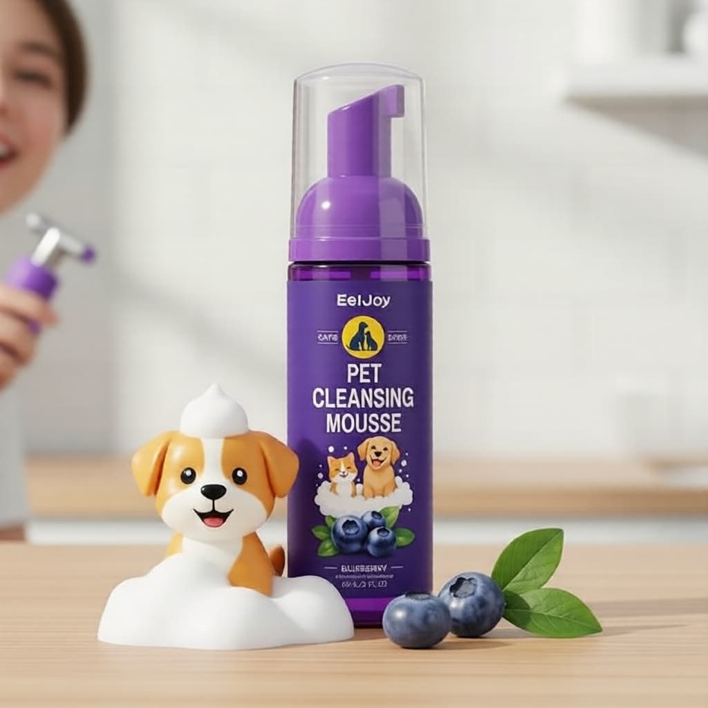 Shampoo em espuma sem enxágue para cães & gatos, 60ml, banho em spray Blueberry Fresh