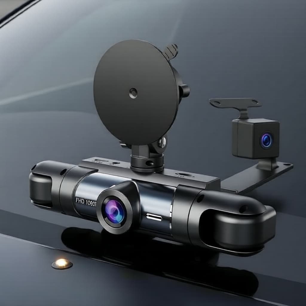 Câmera 360 Graus para Carro, Câmera Veicular Frontal, Traseira e Interna 1080p Full HD